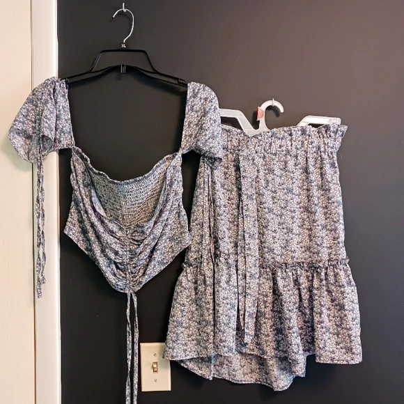 ROMWE Large womens Blue floral summer set - Picture 2 of 4